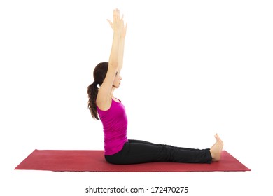 Young Woman Doing Staff Pose In Yoga (Series With The Same Model Available)