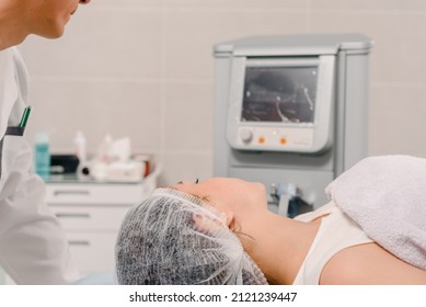 Young Woman Doing Thermage Procedure For Skin Tightening And Wrinkle Reduction