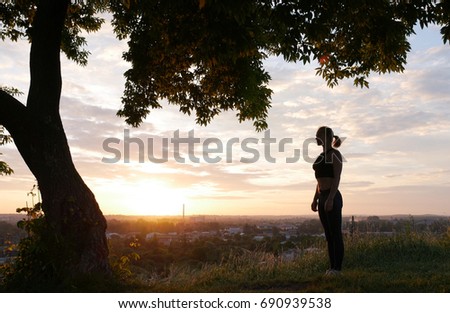 Similar – Image, Stock Photo 2 women walking in the evening light