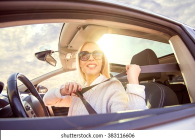 Young Woman Is Drawing Her Car