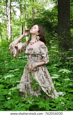 young woman in dress, boho style