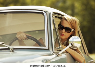 Woman Driving Vintage Car Images Stock Photos Vectors Shutterstock