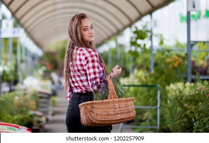 Young Woman During Shopping At A Garden Center