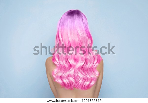 Young Woman Dyed Long Curly Hair Stock Photo Edit Now 1201822642