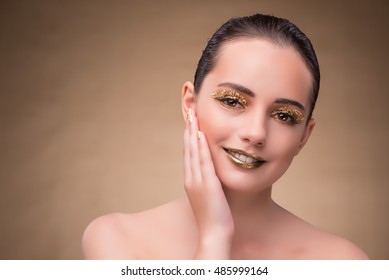 Young woman with elegant makeup - Shutterstock ID 485999164