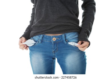 Young Woman Empty Pockets Stock Photo 227458726 | Shutterstock