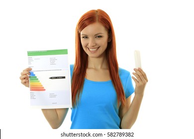 Young Woman With An Energy Performance Certificate