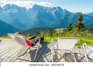 Young Woman Enjoying Mountain View.