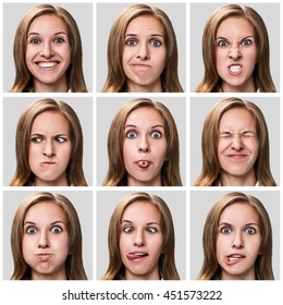 Young woman expressing different emotions - Shutterstock ID 451573222
