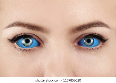 Young Woman With Eyeball Tattoo, Closeup