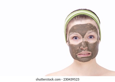 Young woman with face mask on her face