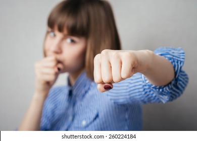 Young Woman In Fighting Stance