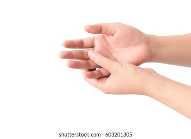 Young Woman Finger Pain Isolate On White Background