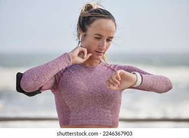 Young woman, fitness and heart rate on neck pulse for nature training. Sports runner, athlete and girl check smart watch, health progress or exercise time to monitor workout progress, energy and body - Shutterstock ID 2246367903