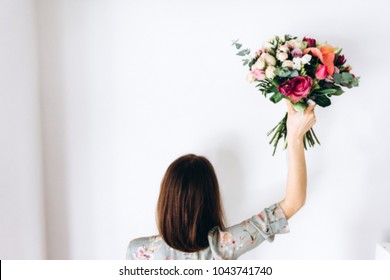 Girl Holding Flowers Images Stock Photos Vectors Shutterstock