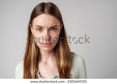 Similar – Image, Stock Photo face of sad woman with tears in eye. crying