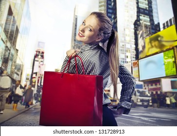 Young Woman Goes Shopping In New York City