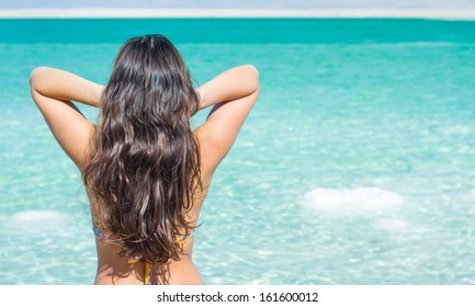 Young Woman Going To Dead Sea, Israel