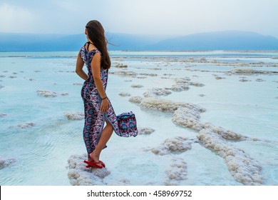 Young Woman Going To Dead Sea, Israel