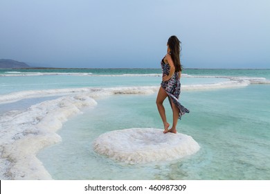 Young Woman Going To Dead Sea, Israel