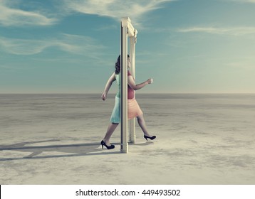 Woman Walking Out Door Images Stock Photos Vectors