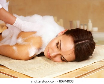 Young Woman In Hammam Or Turkish Bath.