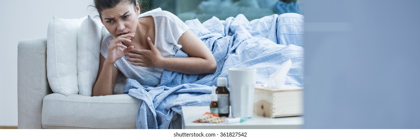 Young Woman Has Got A Dry Cough