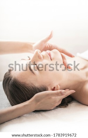 Similar – Image, Stock Photo acupressure Face Healthy