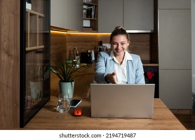 Young Woman Health Care Worker Psychologist And Psychotherapist Talking Online On Web Conference Video Call About How To Reduce Stress And Anxiety In Everyday Life. Female Psychical Health Expert