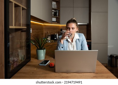 Young Woman Health Care Worker Psychologist And Psychotherapist Talking Online On Web Conference Video Call About How To Reduce Stress And Anxiety In Everyday Life. Female Psychical Health Expert