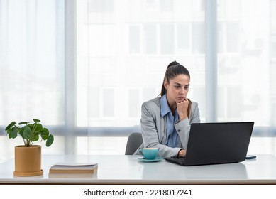 Young Woman Health Care Worker Psychologist And Psychotherapist Talking Online On Web Conference Video Call About How To Reduce Stress And Anxiety In Everyday Life. Female Expert Telemedicine.