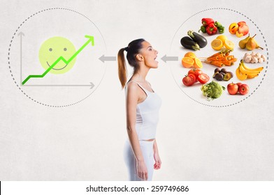 Young woman and a healthy diet concept