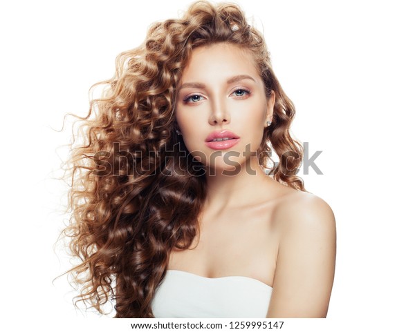 Young Woman Healthy Wavy Hair Clear Stock Photo Edit Now 1259995147