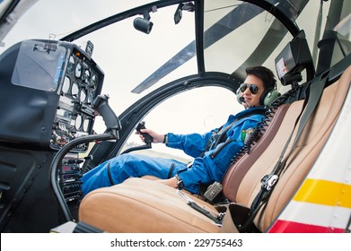 Young Woman Helicopter Pilot.