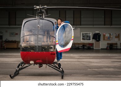 Young Woman Helicopter Pilot.