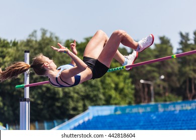 Young Woman In Highjump,track And Field