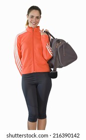 Young Woman Holding Kit Bag, Cut Out