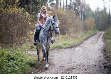 Young Woman Horse Autumn Forest Stock Photo 1240121335 | Shutterstock