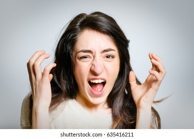 Young Woman Hysterics Isolated Studio Shot Stock Photo 635416211 ...