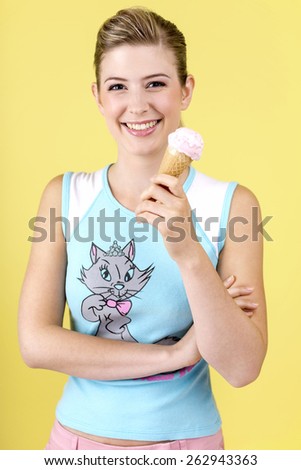 Young woman with ice cream