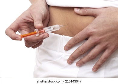 Young Woman Injecting Herself Heparin