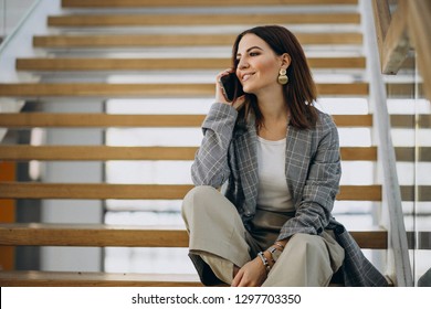 Young Woman Inside The Buisness Center