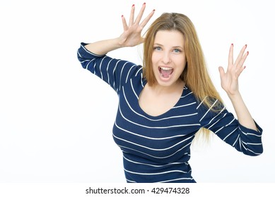 Young woman joking