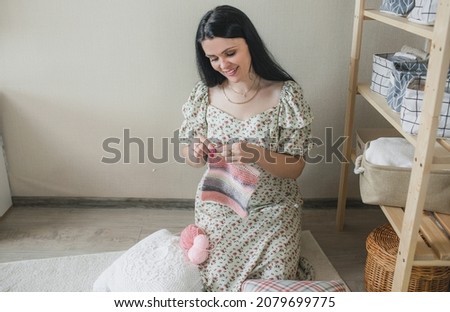 Similar – Image, Stock Photo Pregnant woman looking baby girl body