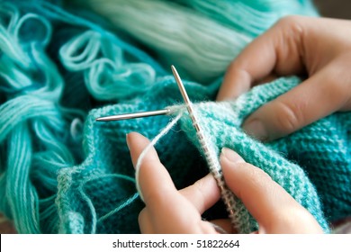 Young Woman Knitting