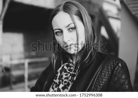 Similar – Image, Stock Photo contemplative young woman in winter jacket