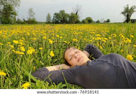 Similar – Image, Stock Photo 2 women lying on a meadow