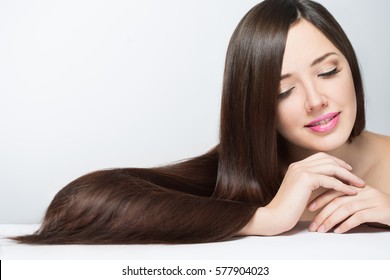 young woman with long beautiful hair
