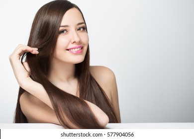 Young Woman With Long Beautiful Hair