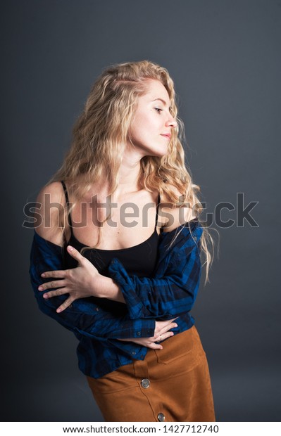 Young Woman Long Blond Wavy Hair Stock Photo Edit Now 1427712740